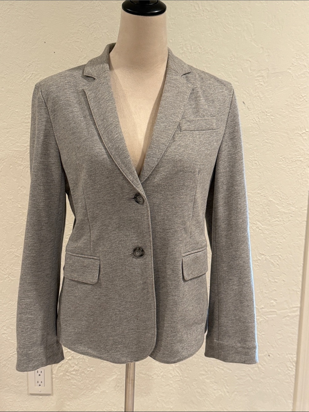 Norma Kamali Light Gray Knit Cotton Blazer size Medium